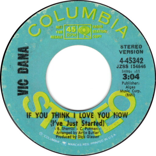 【中古】米7” Vic Dana If You Think I Love You Now (Ive Just Started) 445342 Columbia /00080 【中古】米7” Vic Dana If You Think I Love You Now (Ive Just Started) 445342 Columbia /00080