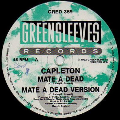 【中古】英12” Capleton Mate A Dead; Version / (Jeep Mix) GRED359 Greensleeves /00148