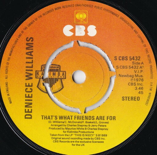 【中古】英7” Deniece Williams Thats What Friends Are For SCBS5432 CBS /00080 【中古】英7” Deniece Williams Thats What Friends Are For SCBS5432 CBS /00080
