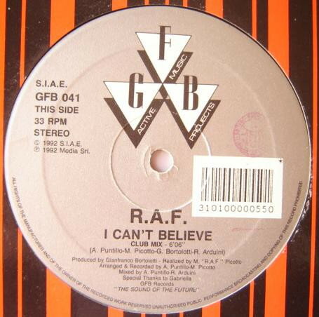 【中古】伊12” R.A.F. I Cant Believe GFB041 GFB Records /00250