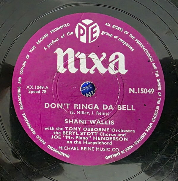 【中古】英78RPM/SP Shani Wallis, Tony Osborne Orc Dont Ringa Da Bell / Our Melody Ask N15049 PYE NIXA /00500