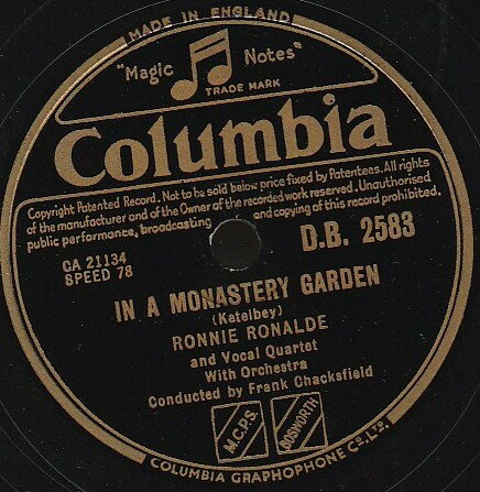 【中古】英78RPM/SP Ronnie Ronalde In A Monastery Garden / Bells Across The Meadow Di DB2583 COLUMBIA /00500