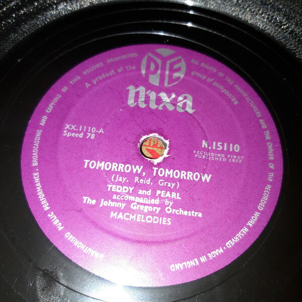 【中古】英78RPM/SP Teddy & Pearl / Teddy Johnson Tomorrow, Tomorrow / Mandolin Serenade N15110 PYE NIXA /00500