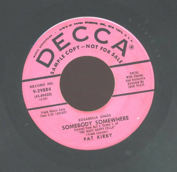・アーティスト Pat Kirby ・タイトル Somebody Somewhere ・レーベル・型番 DECCA 929884PROMO ・フォーマット 7インチレコード ・コンディション(盤) 良い (VG+) ・コンディション(ジャケット) プレインカバー（元ジャケット／カバー無し） ・コンディション(帯) オビなし ・特記事項 【盤に浅い跡】【レーベルに書き込み】 サンプル画像です。実際の商品の画像ではありません 商品写真はバーコード/カタログ番号に対応したサンプル画像ですので、お送りする商品の画像ではありません。帯やライナーなどの付属品は、特記事項に記載されている場合のみ含まれます。プロモやカラーレコードなどの仕様についても、該当する場合のみ特記事項に記載しています。 【ご購入前に必ずご確認ください】 ・本店サイト(www.recordcity.jp)とは価格、送料が違います ・本店サイト、その他支店のオーダーとは同梱発送できません ・注文確定後に別の注文を頂いた場合、注文同士の同梱は致しかねます。 ・別倉庫から発送しているため、店頭受け渡しは対応しておりません ・一部商品は他の通販サイトでも販売しているため、ご注文のタイミングによっては商品のご用意ができない場合がございます。 ・土日祝日はお休みです 金曜・祝前日9時以降のご連絡またはご入金は、返答または発送が週明け・祝日明けに順次対応となります。 ・ご購入後のキャンセル不可 ご購入後のキャンセルはいかなる理由においてもお受けできません。ご了承の上、ご購入くださいませ。 ・日本郵便(ゆうパック/ゆうメール)によるお届けになります。 ・中古品であることをご理解ください 当ストアでは中古商品を主に販売しております。中古品であることをご理解の上ご購入ください。また、一部商品はRecordCityオンラインストアで試聴可能です。 ・返品について お客様のご都合による返品は一切承っておりません。 表記の内容と実際の商品に相違がある場合、また針飛び等で返品・返金をご希望される場合は、商品の到着後1週間以内にご連絡ください。商品の返送をこちらで確認後、キャンセル・返金を行います。 コンディションVG以下の商品は返品できません。プレイに影響のない表面のこすれ傷、プレス起因のノイズ盤は返品の対象外です。 【コンディション表記】 ・ほぼ新品(M-)(Like New) 完全な新品。未使用。当店ではほぼ使用しません ・非常に良い(EX)(Excellent) 中古盤として美品な状態。わずかな経年を感じるものの傷みを感じさせない、当店基準で最高の状態 ・良い(VG+)(Very Good Plus) 丁寧に扱われた中古品で、軽い使用感がみられる。 ・可(VG)(Acceptable) 使い込まれた中古品で、「良い」よりもさらに使用感がみられる。 ・悪い(VG-)(Bad) 状態が悪いアイテム。使用の保障はなく、再生不可、針飛び、目立つノイズがあるかもしれない。状態によるクレーム不可。返品不可。 ・非常に悪い(G)(Very Bad) 「悪い」よりさらに状態が悪いアイテム。使用の保障はなく、再生不可、針飛び、目立つノイズがあるかもしれない。状態によるクレーム不可。返品不可。 ・ジャンク(Fair)(Junk/Fair) 割れている、反っている、水ダメージがある、カビ、ジャケットが分離している、ひどい書き込み、ひどい擦れなど最低の状態。使用の保障はなく、再生不可、針飛び、目立つノイズがあるかもしれない。状態によるクレーム不可。返品不可。 ・ジャンク(Poor)(Junk/Poor) 割れている、反っている、水ダメージがある、カビ、ジャケットが分離している、ひどい書き込み、ひどい擦れなど最低の状態。使用の保障はなく、再生不可、針飛び、目立つノイズがあるかもしれない。状態によるクレーム不可。返品不可。