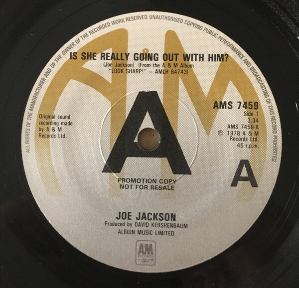 【中古】英7” Joe Jackson Is She Really Going Out With Him? AMS7459PROMO A&M Records プロモ /00080