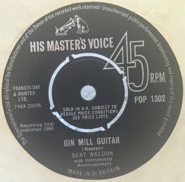 英7” Bert Weedon Gin Mill Guitar POP1302 His Masters Voice /00080