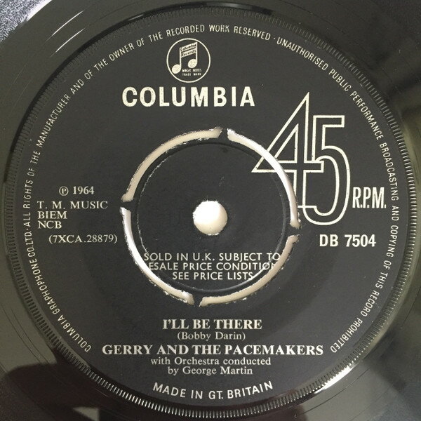 【中古】英7” Gerry & The Pacemakers Ill Be There DB7504 Columbia /00080