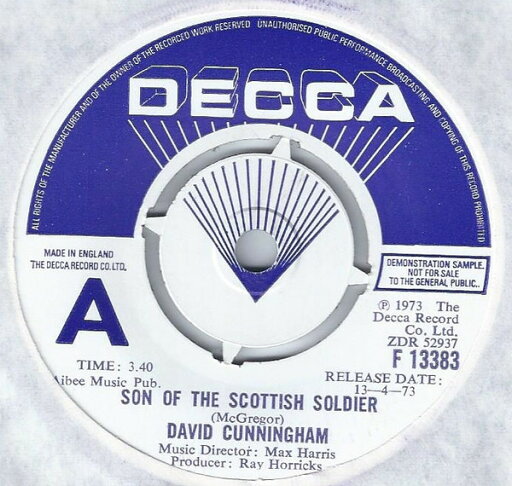 【中古】英7” David Cunningham Son Of The Scottish Soldier F13383 Decca /00080 【中古】英7” David Cunningham Son Of The Scottish Soldier F13383 Decca /00080