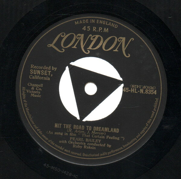 【中古】英7” Pearl Bailey Hit The Road To Dreamland / That Certain Feeling 45HLN8354 London Records /00080
