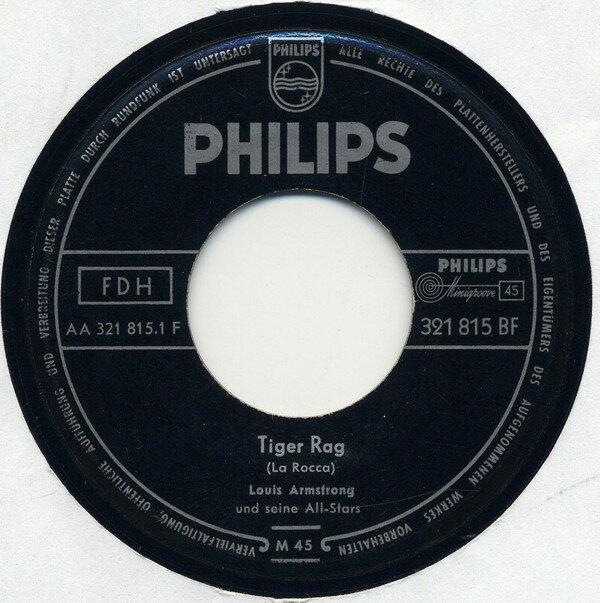 【中古】7” Louis Armstrong &amp; His All-Star Tiger Rag / Der Treue Husar (The Faithful Husar) 321815BF Philips /00080