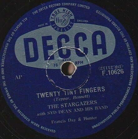 【中古】英78RPM/SP Stargazers, Syd Dean & His Orc Tewenty Tiny Fingers / An Old Beer Bottle F10626 DECCA /00500