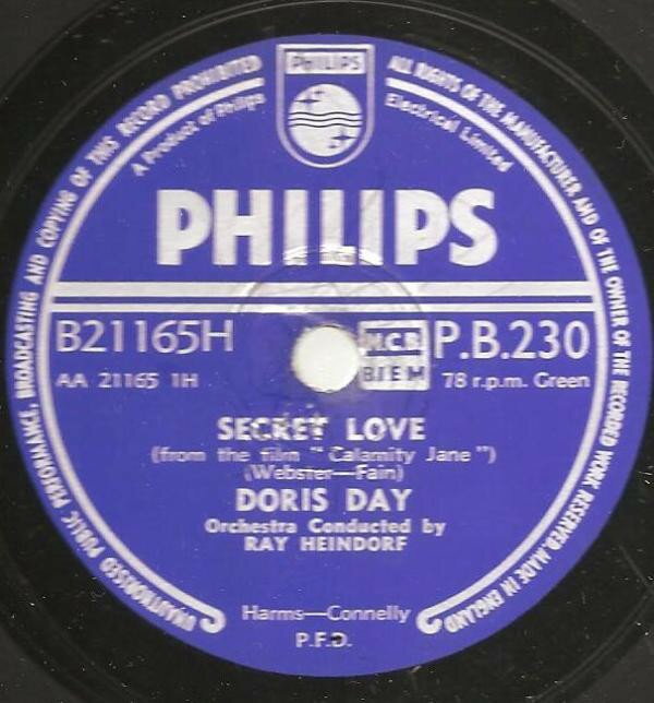 【中古】英78RPM/SP Doris Day Sectret Love / The Deadwood Stage PB230 PHILIPS /00500