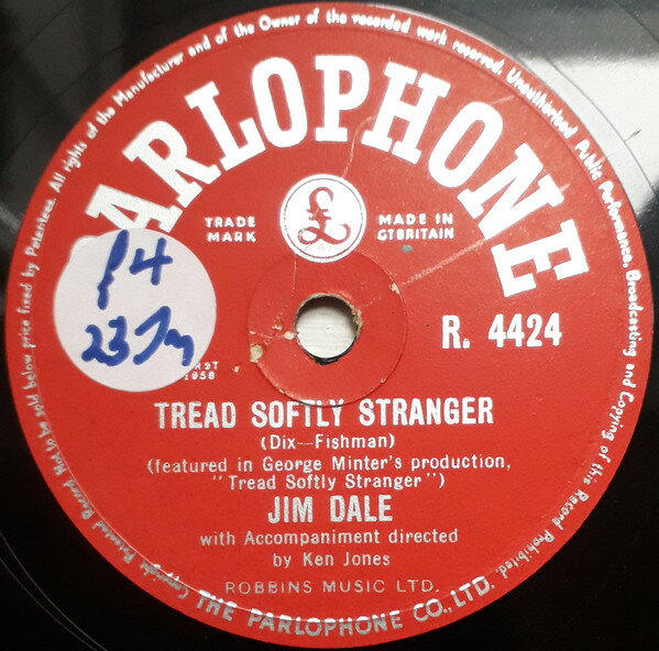 【中古】英78RPM/SP Jim Dale Tread Softly Stranger / Jane Belinda R4424 PARLOPHONE /00500