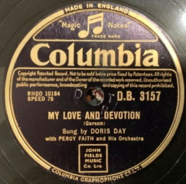 【中古】英78RPM/SP Doris Day, Percy Faith & His O My Love And Devotion / When I Fall In Love DB3157 COLUMBIA /00500