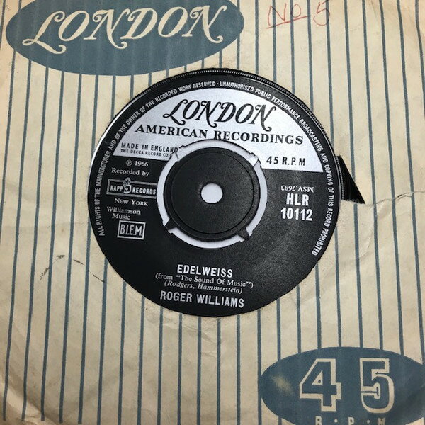【中古】英7” Roger Williams Sunrise, Sunset HLR10112 London American Reco /00080