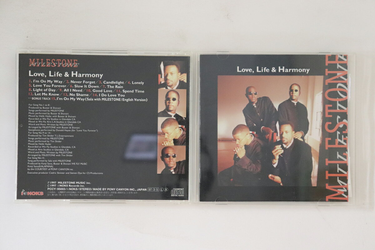 ・アーティスト Milestone ・タイトル Love, Life & Harmony ・レーベル・型番 I KOKS PCCY95003 ・フォーマット CD ・コンディション(盤) 良い (VG+) ・コンディション(ジャケット) 良い (VG+) ・コンディション(帯) オビなし ・特記事項 実際に発送される商品の画像です 【ご購入前に必ずご確認ください】 ・本店サイト(www.recordcity.jp)とは価格、送料が違います ・本店サイト、その他支店のオーダーとは同梱発送できません ・別倉庫から発送しているため、店頭受け渡しは対応しておりません ・一部商品は他の通販サイトでも販売しているため、ご注文のタイミングによっては商品のご用意ができない場合がございます。 ・土日祝日はお休みです 金曜・祝前日9時以降のご連絡またはご入金は、返答または発送が週明け・祝日明けに順次対応となります。 ・ご購入後のキャンセル不可 ご購入後のキャンセルはいかなる理由においてもお受けできません。ご了承の上、ご購入くださいませ。 ・日本郵便(ゆうパック/ゆうメール)によるお届けになります。 ・中古品であることをご理解ください 当ストアでは中古商品を主に販売しております。中古品であることをご理解の上ご購入ください。また、一部商品はRecordCityオンラインストアで試聴可能です。 ・返品について お客様のご都合による返品は一切承っておりません。 表記の内容と実際の商品に相違がある場合、また針飛び等で返品・返金をご希望される場合は、商品の到着後1週間以内にご連絡ください。商品の返送をこちらで確認後、キャンセル・返金を行います。 コンディションVG以下の商品は返品できません。プレイに影響のない表面のこすれ傷、プレス起因のノイズ盤は返品の対象外です。 【コンディション表記】 ・ほぼ新品(M-)(Like New) 完全な新品。未使用。当店ではほぼ使用しません ・非常に良い(EX)(Excellent) 中古盤として美品な状態。わずかな経年を感じるものの傷みを感じさせない、当店基準で最高の状態 ・良い(VG+)(Very Good Plus) 丁寧に扱われた中古品で、軽い使用感がみられる。 ・可(VG)(Acceptable) 使い込まれた中古品で、「良い」よりもさらに使用感がみられる。 ・悪い(VG-)(Bad) 状態が悪いアイテム。使用の保障はなく、再生不可、針飛び、目立つノイズがあるかもしれない。状態によるクレーム不可。返品不可。 ・非常に悪い(G)(Very Bad) 「悪い」よりさらに状態が悪いアイテム。使用の保障はなく、再生不可、針飛び、目立つノイズがあるかもしれない。状態によるクレーム不可。返品不可。 ・ジャンク(Fair)(Junk/Fair) 割れている、反っている、水ダメージがある、カビ、ジャケットが分離している、ひどい書き込み、ひどい擦れなど最低の状態。使用の保障はなく、再生不可、針飛び、目立つノイズがあるかもしれない。状態によるクレーム不可。返品不可。 ・ジャンク(Poor)(Junk/Poor) 割れている、反っている、水ダメージがある、カビ、ジャケットが分離している、ひどい書き込み、ひどい擦れなど最低の状態。使用の保障はなく、再生不可、針飛び、目立つノイズがあるかもしれない。状態によるクレーム不可。返品不可。