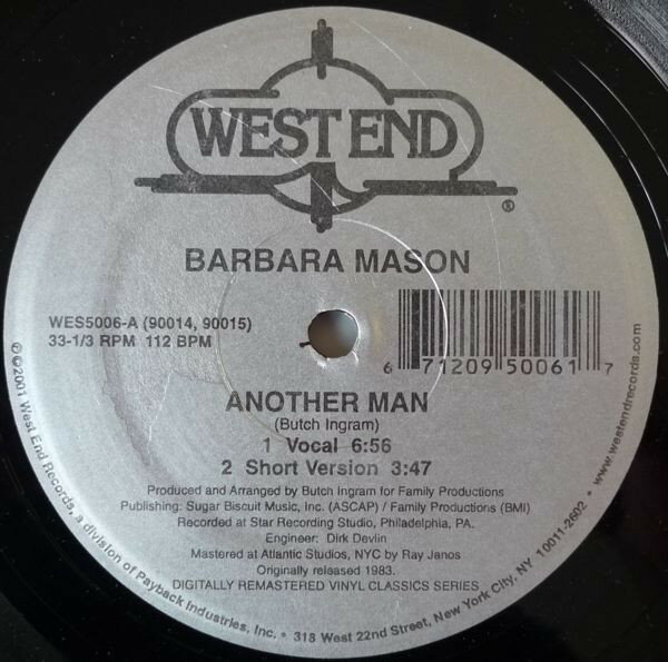 【中古】米12” Barbara Mason Another Man WES5006 West End Records /00250
