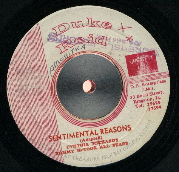 Artist Name: N - 【中古】ジャマイカ7” Cynthia Richards Sentimental Reasons DUC006 Duke Reid Greatest H /00080
