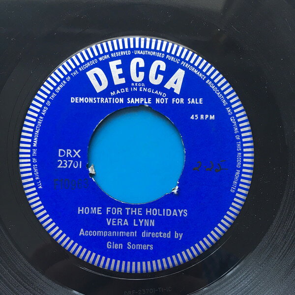 Artist Name: B - 【中古】英7” Vera Lynn Home For The Holidays F10963PROMO Decca プロモ /00080
