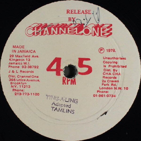 12” Tamlins Ting-a-ling / I Wish It Would Rain HD11 Channel One /00250