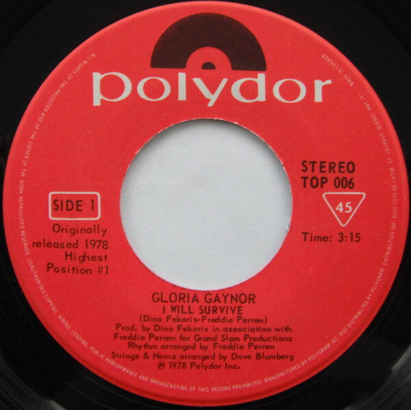 【中古】加7” Gloria Gaynor I Will Survive / Substitute TOP006 Polydor /00080