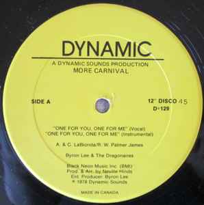 【中古】加12” Byron Lee & The Dragonaires One For You, One For Me D129 Dynamic Sounds /00250