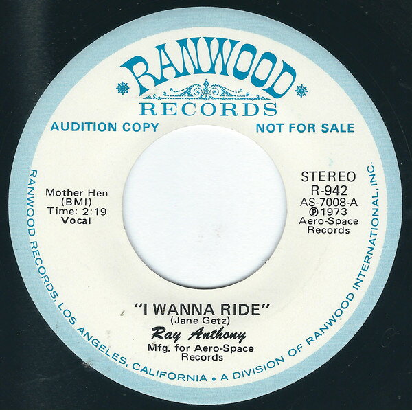 【中古】米7” Ray Anthony I Wanna Ride R942PROMO RANWOOD /00080