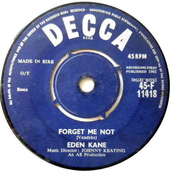 【中古】7” Eden Kane Forget Me Not 45F11418 Decca /00080
