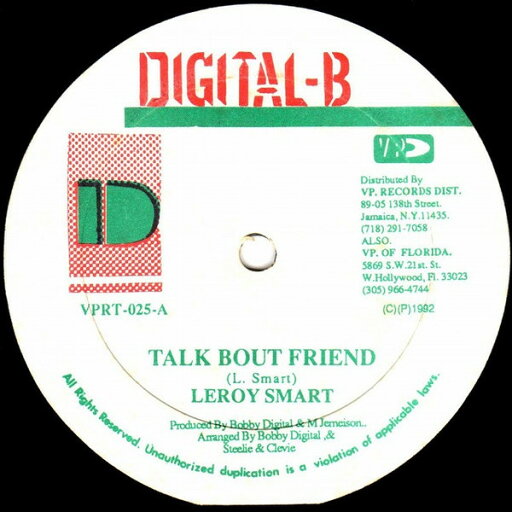 【中古】米12” Leroy Smart / General T.K. Talk Bout Friend / Assassination VPRT025 Digital-B /00250 【中古】米12” Leroy Smart / General T.K. Talk Bout Friend / Assassination VPRT025 Digital-B /00250