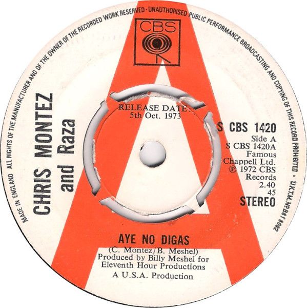 【中古】英7” Chris Montez &amp; Raza Ay No Digas / Heart And Soul SCBS1420PROMO CBS プロモ /00080
