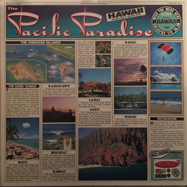 ・アーティスト Various (Mackey Feary, Brother Noland, Henry Kapono, Malani Bilyeu...） ・タイトル Pacific Paradise ・レーベル・型番 CBS/Sony 28AP2646 ・フォーマット LPレコード ・コンディション(盤) 非常に良い(EX) ・コンディション(ジャケット) 良い (VG+) ・コンディション(帯) 非常に良い(EX) ・特記事項 【ステッカー付き】【カバーに目立つ染み】 サンプル画像です。実際の商品の画像ではありません 商品写真はバーコード/カタログ番号に対応したサンプル画像ですので、お送りする商品の画像ではありません。帯やライナーなどの付属品は、特記事項に記載されている場合のみ含まれます。プロモやカラーレコードなどの仕様についても、該当する場合のみ特記事項に記載しています。 【ご購入前に必ずご確認ください】 ・本店サイト(www.recordcity.jp)とは価格、送料が違います ・本店サイト、その他支店のオーダーとは同梱発送できません ・注文確定後に別の注文を頂いた場合、注文同士の同梱は致しかねます。 ・別倉庫から発送しているため、店頭受け渡しは対応しておりません ・一部商品は他の通販サイトでも販売しているため、ご注文のタイミングによっては商品のご用意ができない場合がございます。 ・土日祝日はお休みです 金曜・祝前日9時以降のご連絡またはご入金は、返答または発送が週明け・祝日明けに順次対応となります。 ・ご購入後のキャンセル不可 ご購入後のキャンセルはいかなる理由においてもお受けできません。ご了承の上、ご購入くださいませ。 ・日本郵便(ゆうパック/ゆうメール)によるお届けになります。 ・中古品であることをご理解ください 当ストアでは中古商品を主に販売しております。中古品であることをご理解の上ご購入ください。また、一部商品はRecordCityオンラインストアで試聴可能です。 ・返品について お客様のご都合による返品は一切承っておりません。 表記の内容と実際の商品に相違がある場合、また針飛び等で返品・返金をご希望される場合は、商品の到着後1週間以内にご連絡ください。商品の返送をこちらで確認後、キャンセル・返金を行います。 コンディションVG以下の商品は返品できません。プレイに影響のない表面のこすれ傷、プレス起因のノイズ盤は返品の対象外です。 【コンディション表記】 ・ほぼ新品(M-)(Like New) 完全な新品。未使用。当店ではほぼ使用しません ・非常に良い(EX)(Excellent) 中古盤として美品な状態。わずかな経年を感じるものの傷みを感じさせない、当店基準で最高の状態 ・良い(VG+)(Very Good Plus) 丁寧に扱われた中古品で、軽い使用感がみられる。 ・可(VG)(Acceptable) 使い込まれた中古品で、「良い」よりもさらに使用感がみられる。 ・悪い(VG-)(Bad) 状態が悪いアイテム。使用の保障はなく、再生不可、針飛び、目立つノイズがあるかもしれない。状態によるクレーム不可。返品不可。 ・非常に悪い(G)(Very Bad) 「悪い」よりさらに状態が悪いアイテム。使用の保障はなく、再生不可、針飛び、目立つノイズがあるかもしれない。状態によるクレーム不可。返品不可。 ・ジャンク(Fair)(Junk/Fair) 割れている、反っている、水ダメージがある、カビ、ジャケットが分離している、ひどい書き込み、ひどい擦れなど最低の状態。使用の保障はなく、再生不可、針飛び、目立つノイズがあるかもしれない。状態によるクレーム不可。返品不可。 ・ジャンク(Poor)(Junk/Poor) 割れている、反っている、水ダメージがある、カビ、ジャケットが分離している、ひどい書き込み、ひどい擦れなど最低の状態。使用の保障はなく、再生不可、針飛び、目立つノイズがあるかもしれない。状態によるクレーム不可。返品不可。