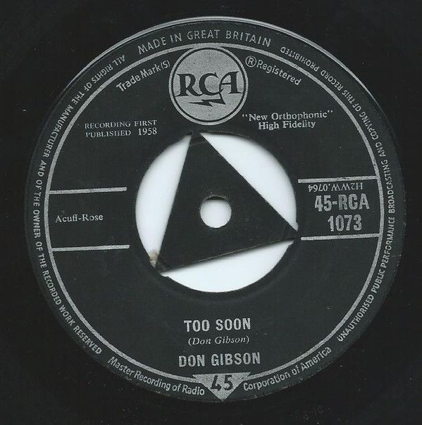 【中古】英7” Don Gibson Too Soon 45RCA1073 RCA /00080