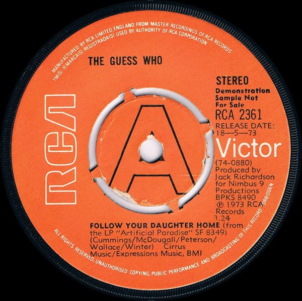 【中古】英7” Guess Who Follow Your Daughter Home RCA2361 RCA Victor /00080