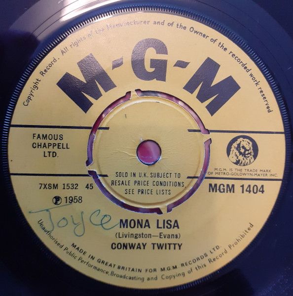 【中古】英7” Conway Twitty Mona Lisa / Its Only Make Believe MGM1404 MGM Records /00080