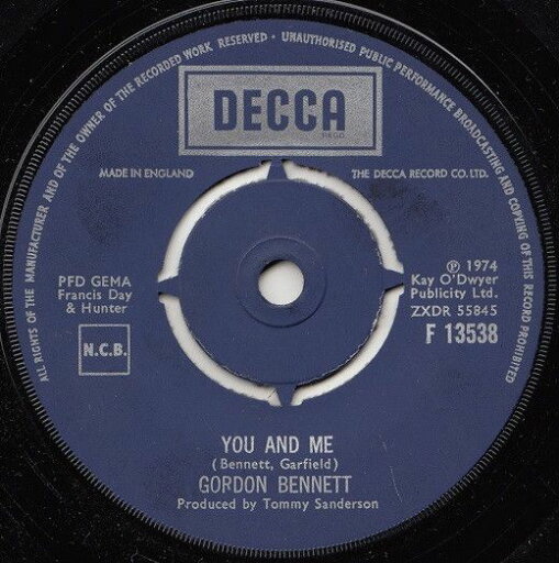 【中古】英7” Gordon Bennett You And Me F13538 Decca /00080 【中古】英7” Gordon Bennett You And Me F13538 Decca /00080
