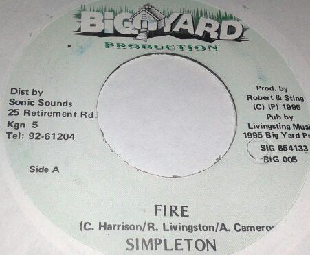 【中古】ジャマイカ7” Simpleton Fire BIG005 Big Yard Production /00080