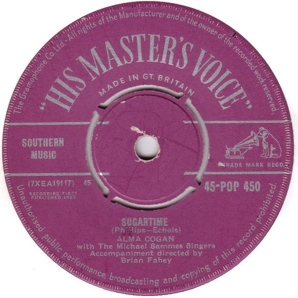 【中古】英7” Alma Cogan Sugartime 45POP450 His Masters Voice /00080