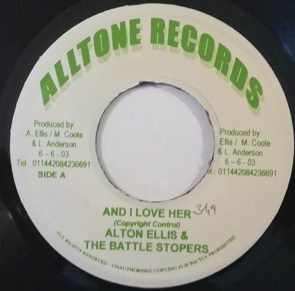 【中古】英7” Alton Ellis & The Bottlestoper And I Love Her NONE Alltone Records /00080