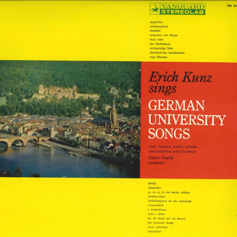 【中古】LP エーリッヒ・クンツ, アントン・ ドイツの学生の歌 SH5052 VANGUARD /00260