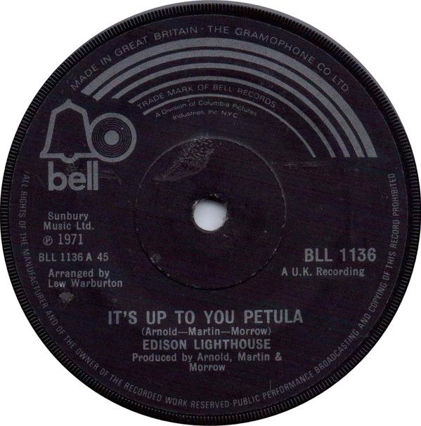 【中古】英7” Edison Lighthouse Its Up To You Petula BLL1136 Bell Records /00080