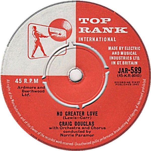【中古】英7” Craig Douglas No Greater Love JAR589 Top Rank Internation /00080