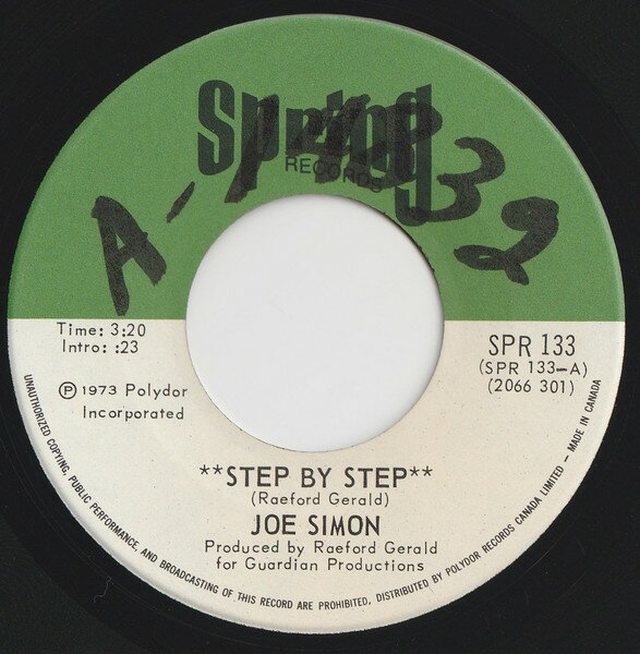 【中古】加7” Joe Simon Step By Step SPR133 Spring Records /00080