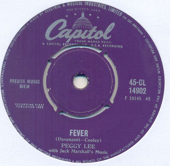 【中古】英7” Peggy Lee Fever 45CL14902 Capitol Records /00080