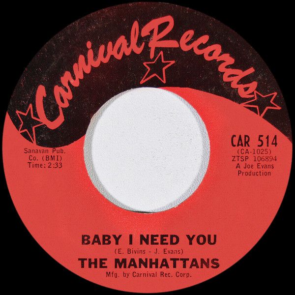 【中古】米7” Manhattans Baby I Need You / Teach Me (The ”Philly” Dog) CAR514 Carnival Records /00080
