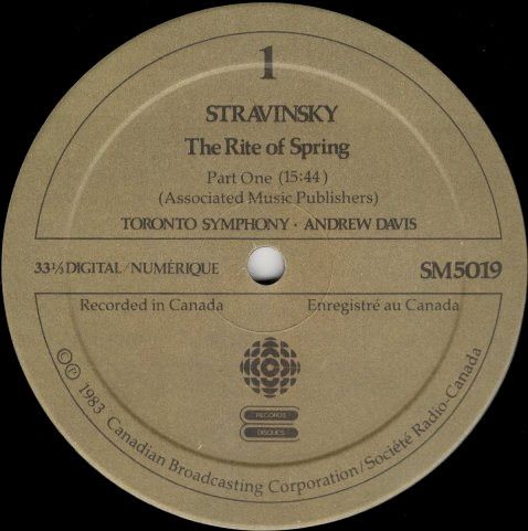 【中古】加LP Igor Stravinsky - Toronto Symp Stravinsky: The Rite of Spring ? Le Sacre du Printe SM5019 CBC Records /00260 【中古】加LP Igor Stravinsky - Toronto Symp Stravinsky: The Rite of Spring ? Le Sacre du Printe SM5019 CBC Records /00260