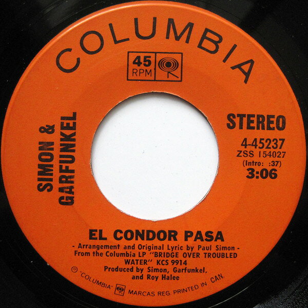 【中古】7インチ Simon &amp; Garfunkel El Condor Pasa / Why Dont You Write Me 445237 Columbia