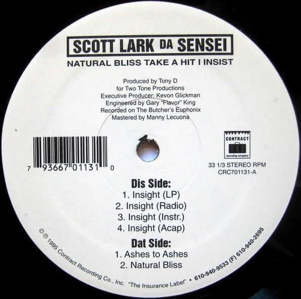 【中古】米12” Scott Lark Da Sensei Natural Bliss Take A Hit I Insist CRC701131 Contract Recording C /00250