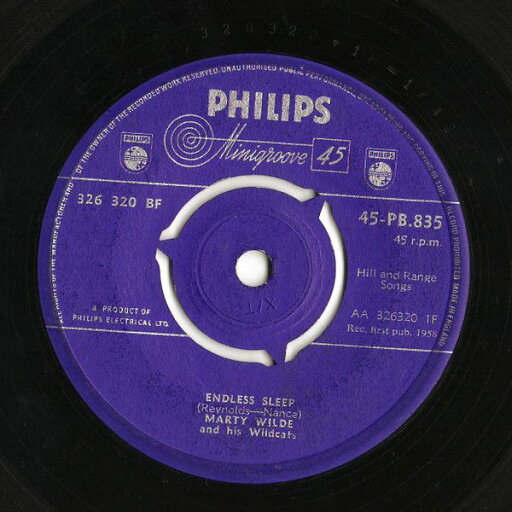 【中古】英7” Marty Wilde & His Wildcats Endless Sleep 45PB835,326320B Philips /00080 【中古】英7” Marty Wilde & His Wildcats Endless Sleep 45PB835,326320B Philips /00080