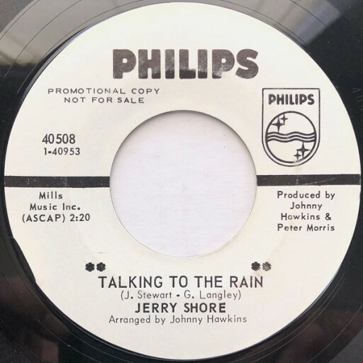 【中古】米7” Jerry Shore Talking To The Rain 40508 Philips /00080 【中古】米7” Jerry Shore Talking To The Rain 40508 Philips /00080