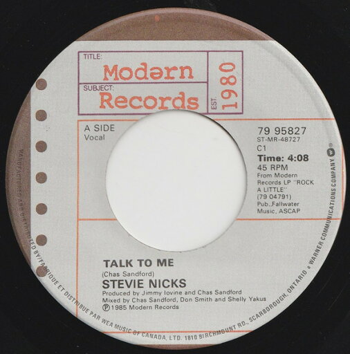 【中古】加7” Stevie Nicks Talk To Me / One More Big Time Rock And Roll Star 7995827 Modern Records /00080 【中古】加7” Stevie Nicks Talk To Me / One More Big Time Rock And Roll Star 7995827 Modern Records /00080
